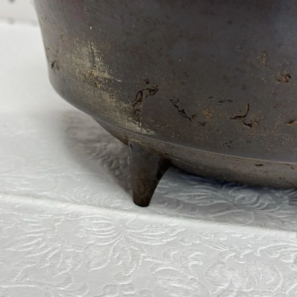 Antique Cast Iron Cauldron Pot 3 Legged Spider Gate Marked Bail Handle Primitive